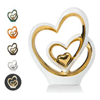Decorative Figure | Porcelain Smooth-Glazed Double Heart | Tabletop Size
