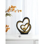 Decorative Figure | Porcelain Smooth-Glazed Double Heart | Tabletop Size