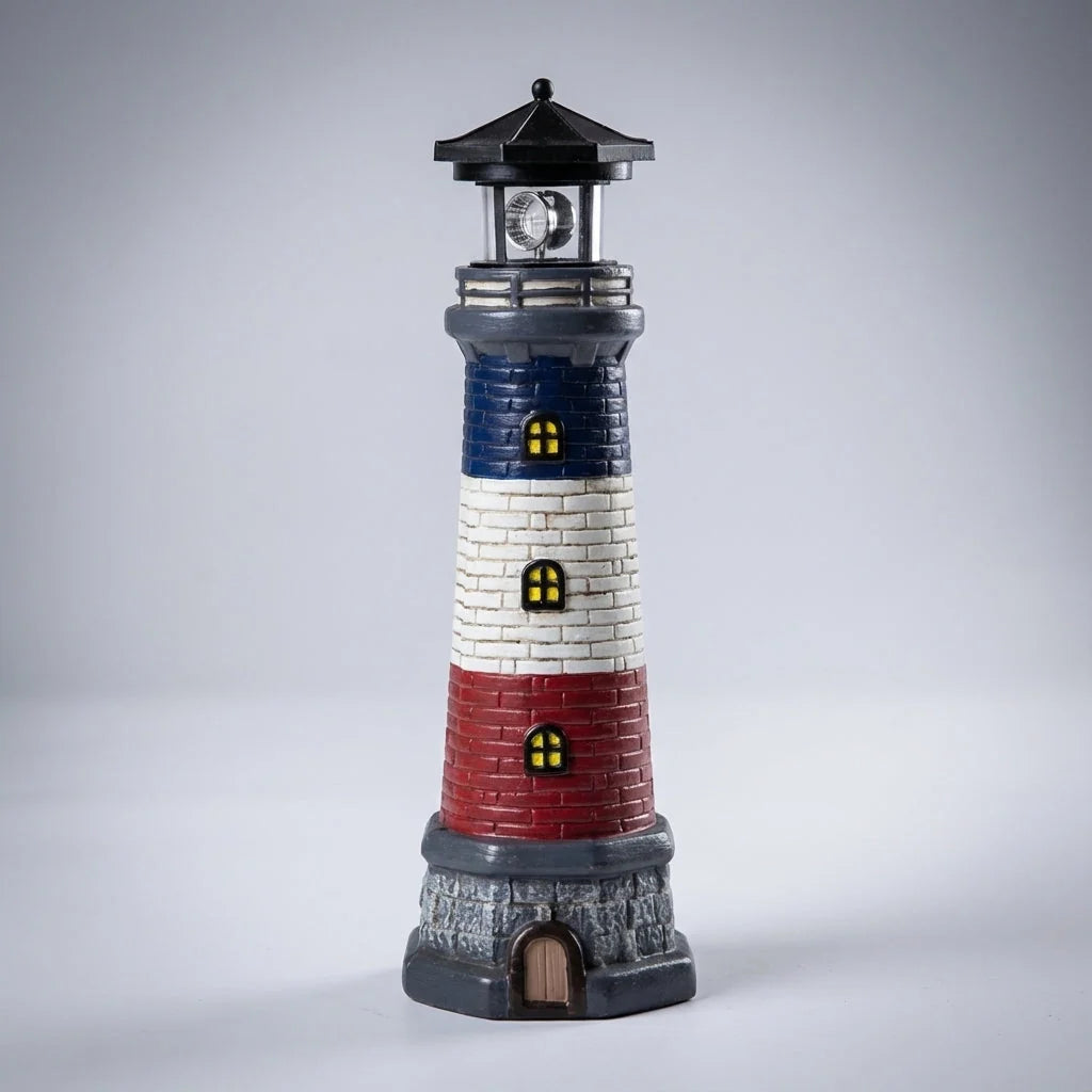 Decorative Lighthouse | Solar-Powered Rotating Beacon | 37.5 cm
