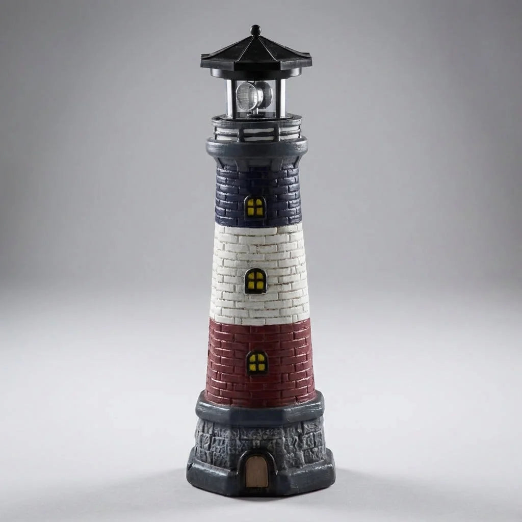 Decorative Lighthouse | Solar-Powered Rotating Beacon | 37.5 cm