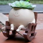 Decorative Plant Pot | Smiley Face Resin & Tabletop