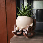 Decorative Plant Pot | Smiley Face Resin & Tabletop