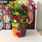 Decorative Planter | Hand-Painted Resin Abstract Face
