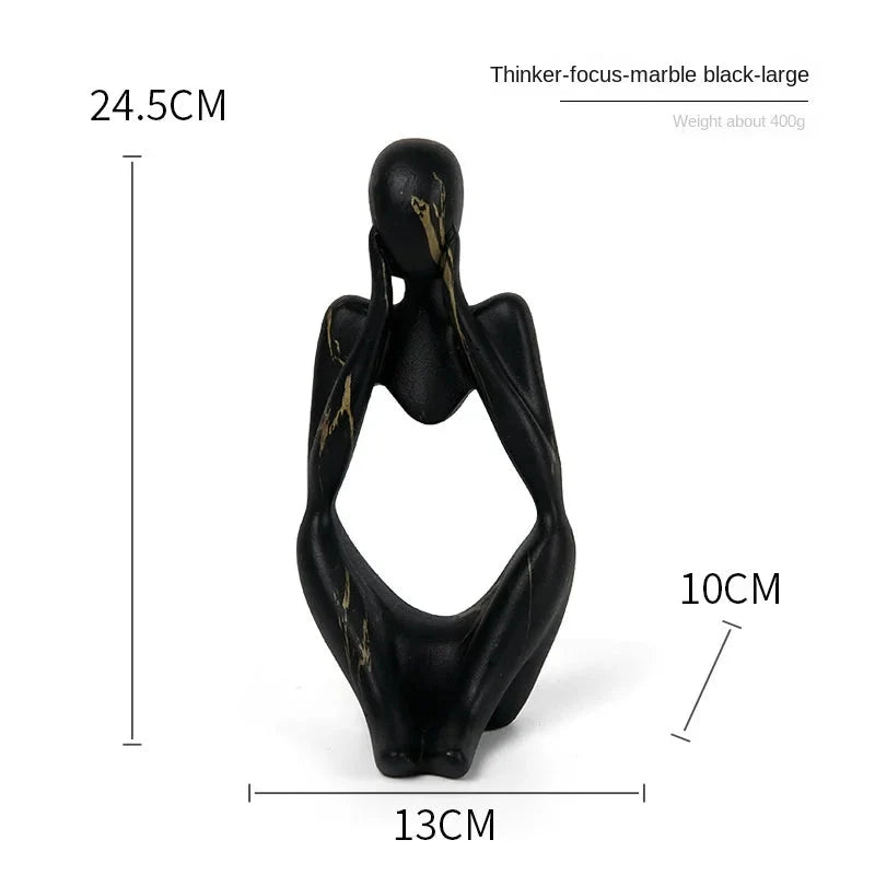 Decorative Sculpture | Resin Water-Transfer & Abstract Thinker | Table Decoration