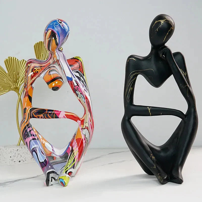 Decorative Sculpture | Resin Water-Transfer & Abstract Thinker | Table Decoration