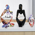 Decorative Sculpture | Resin Water-Transfer & Abstract Thinker | Table Decoration