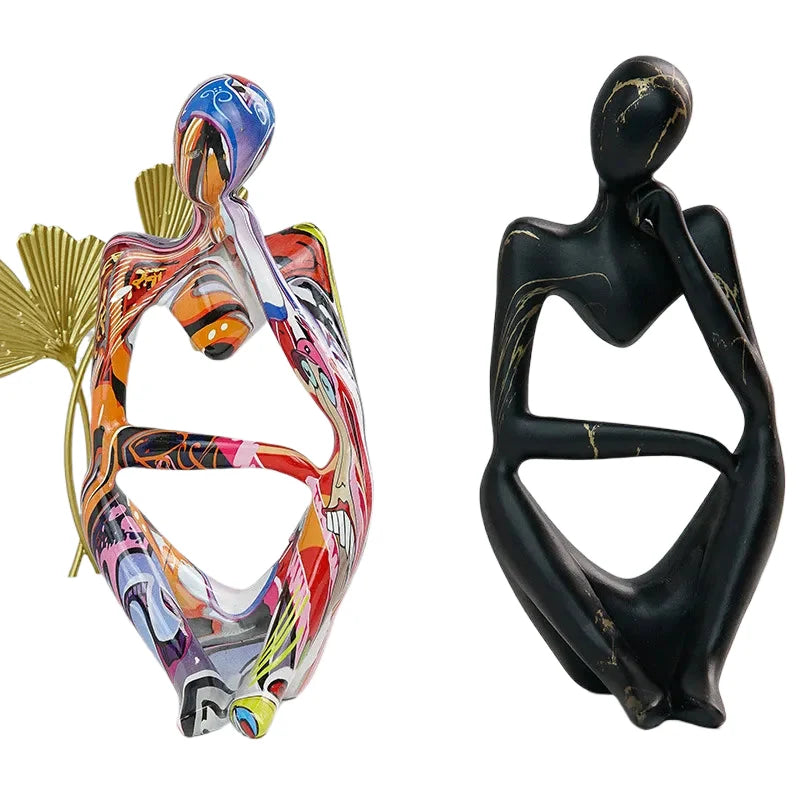 Decorative Sculpture | Resin Water-Transfer & Abstract Thinker | Table Decoration