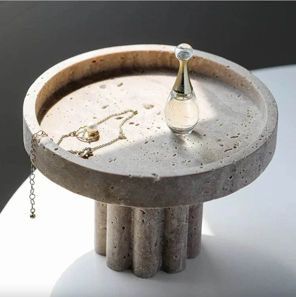 Decorative Stand | Faux Travertine & Hand-Polished