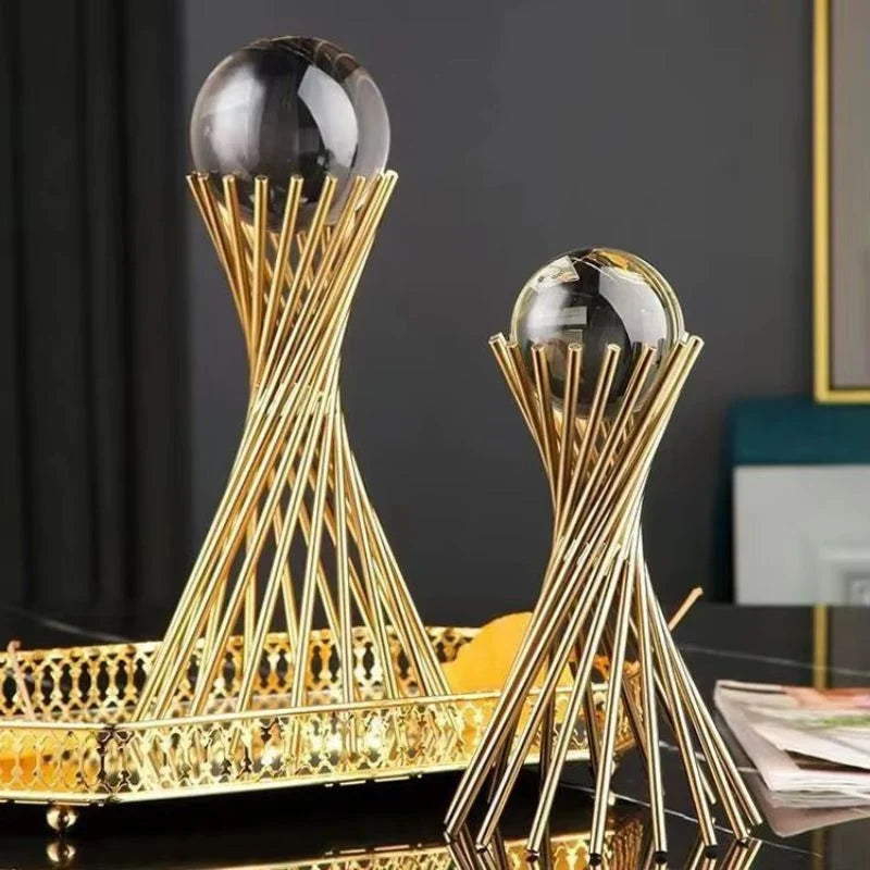 Decorative Statue | Sphere-Inspired & Gold Metal