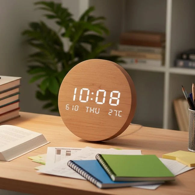 Desk Clock | Scandinavian Minimalist LED Display | 19.5 cm