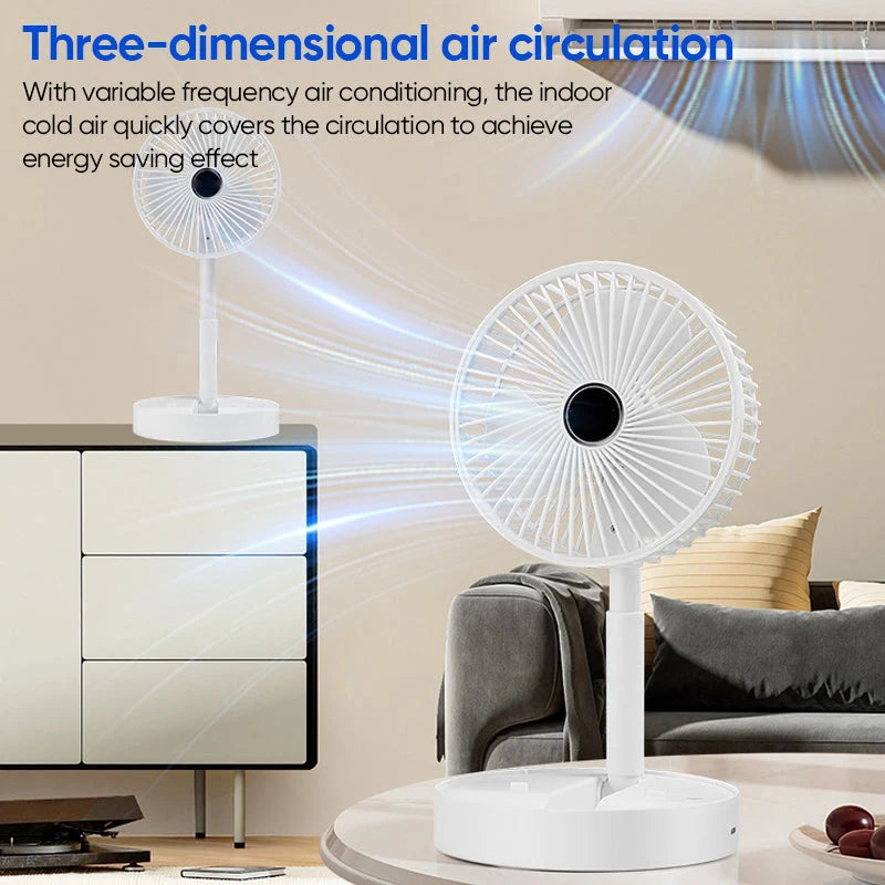 Desk Fan | Foldable & Telescopic With Phone Holder | USB-C Rechargeable