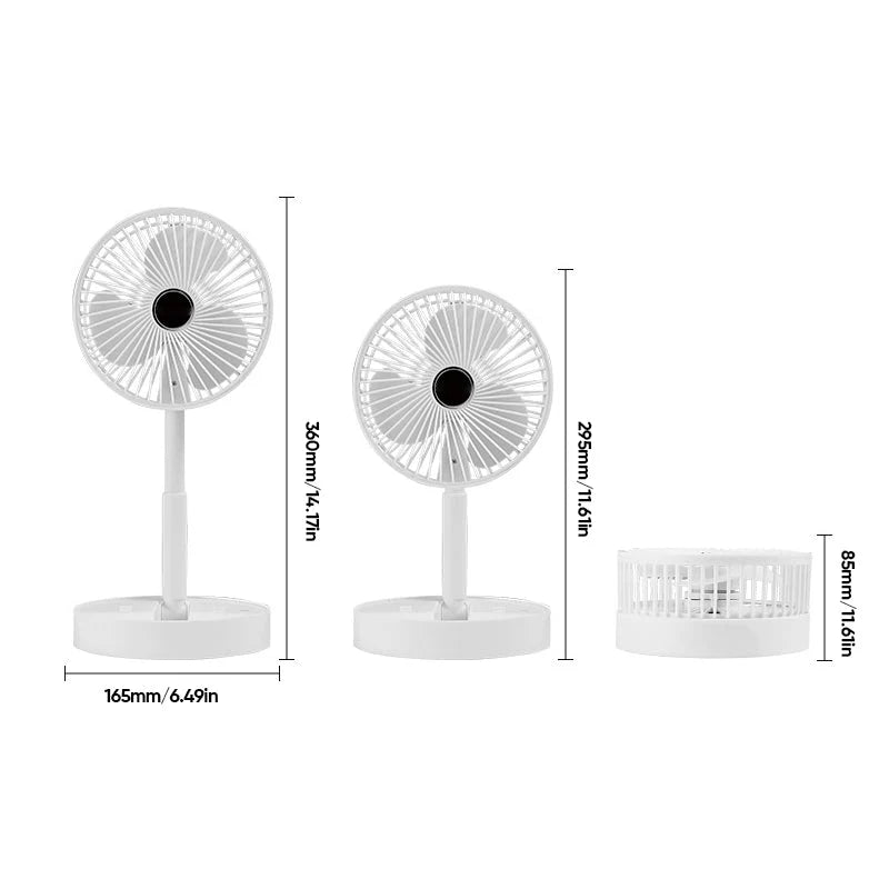 Desk Fan | Foldable & Telescopic With Phone Holder | USB-C Rechargeable