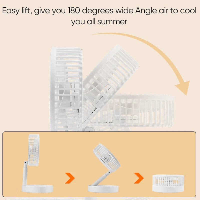 Desk Fan | Foldable & Telescopic With Phone Holder | USB-C Rechargeable