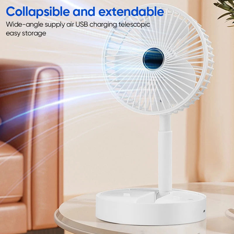 Desk Fan | Foldable & Telescopic With Phone Holder | USB-C Rechargeable