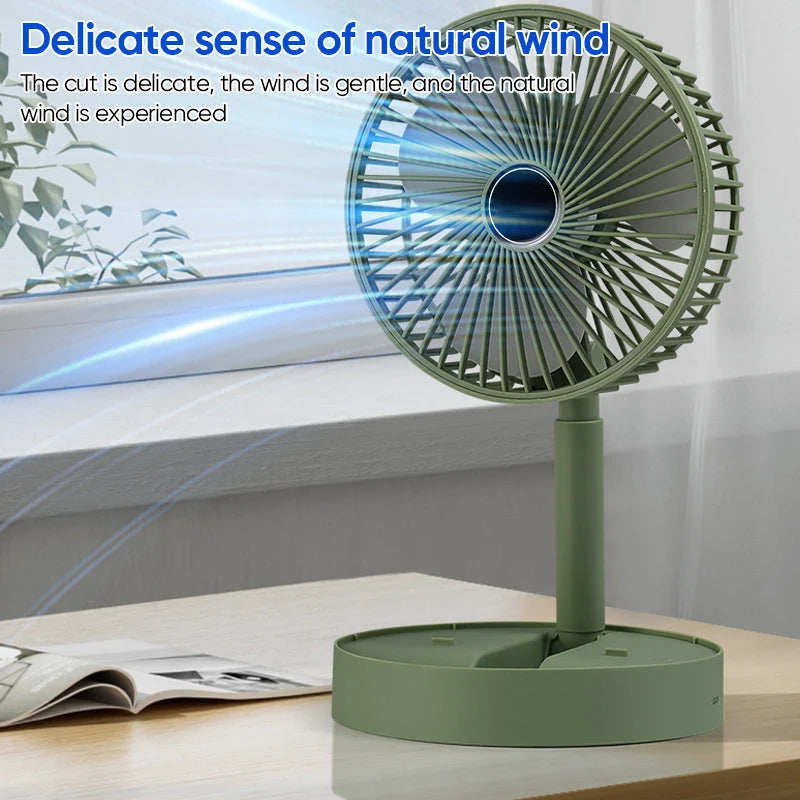 Desk Fan | Foldable & Telescopic With Phone Holder | USB-C Rechargeable