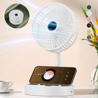 Desk Fan | Foldable & Telescopic With Phone Holder | USB-C Rechargeable