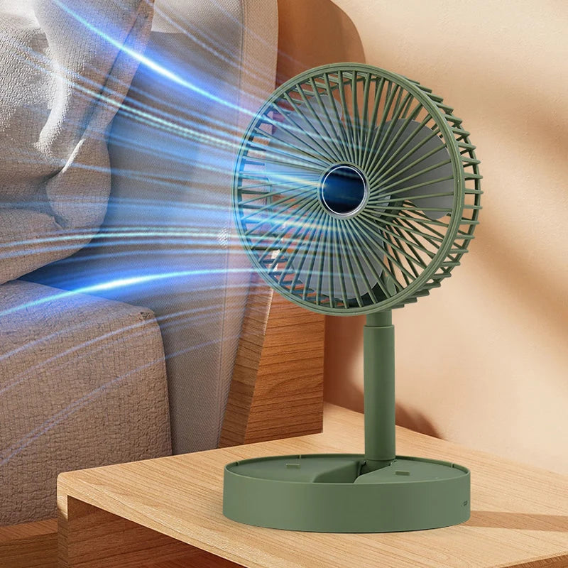 Desk Fan | Foldable & Telescopic With Phone Holder | USB-C Rechargeable
