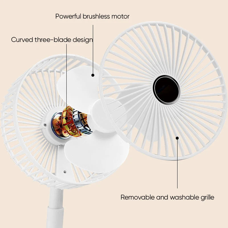 Desk Fan | Foldable & Telescopic With Phone Holder | USB-C Rechargeable