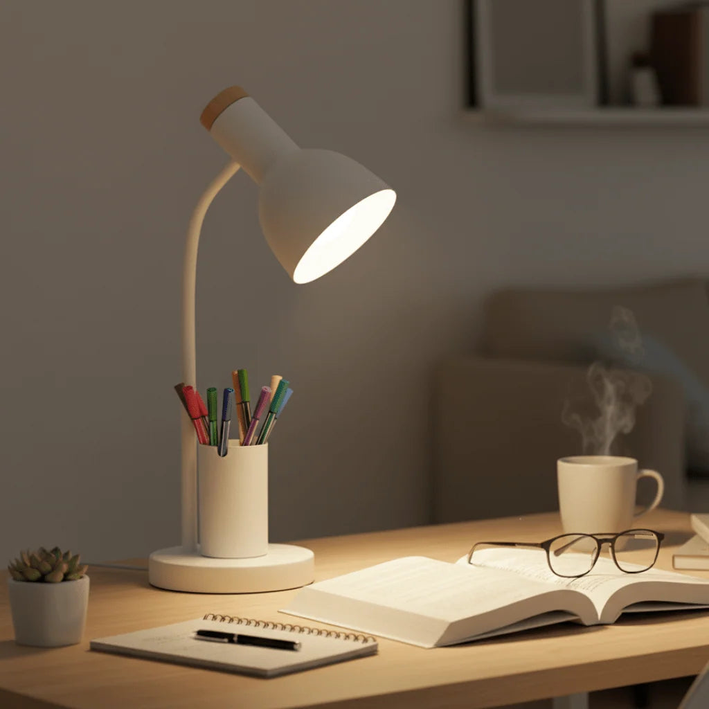 Desk Lamp | Tri-Color LED & Integrated Pen Holder