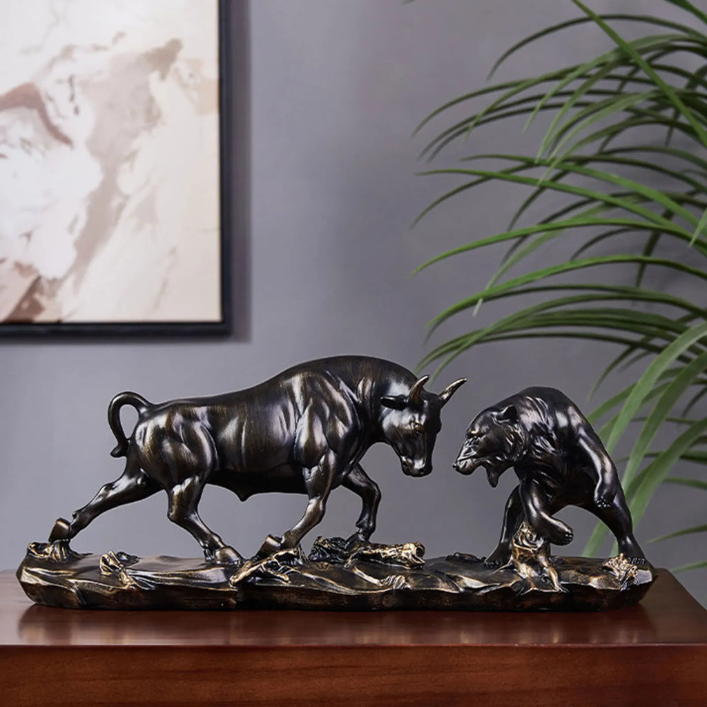 Desk Sculpture | Lifelike Resin Bull & Bear