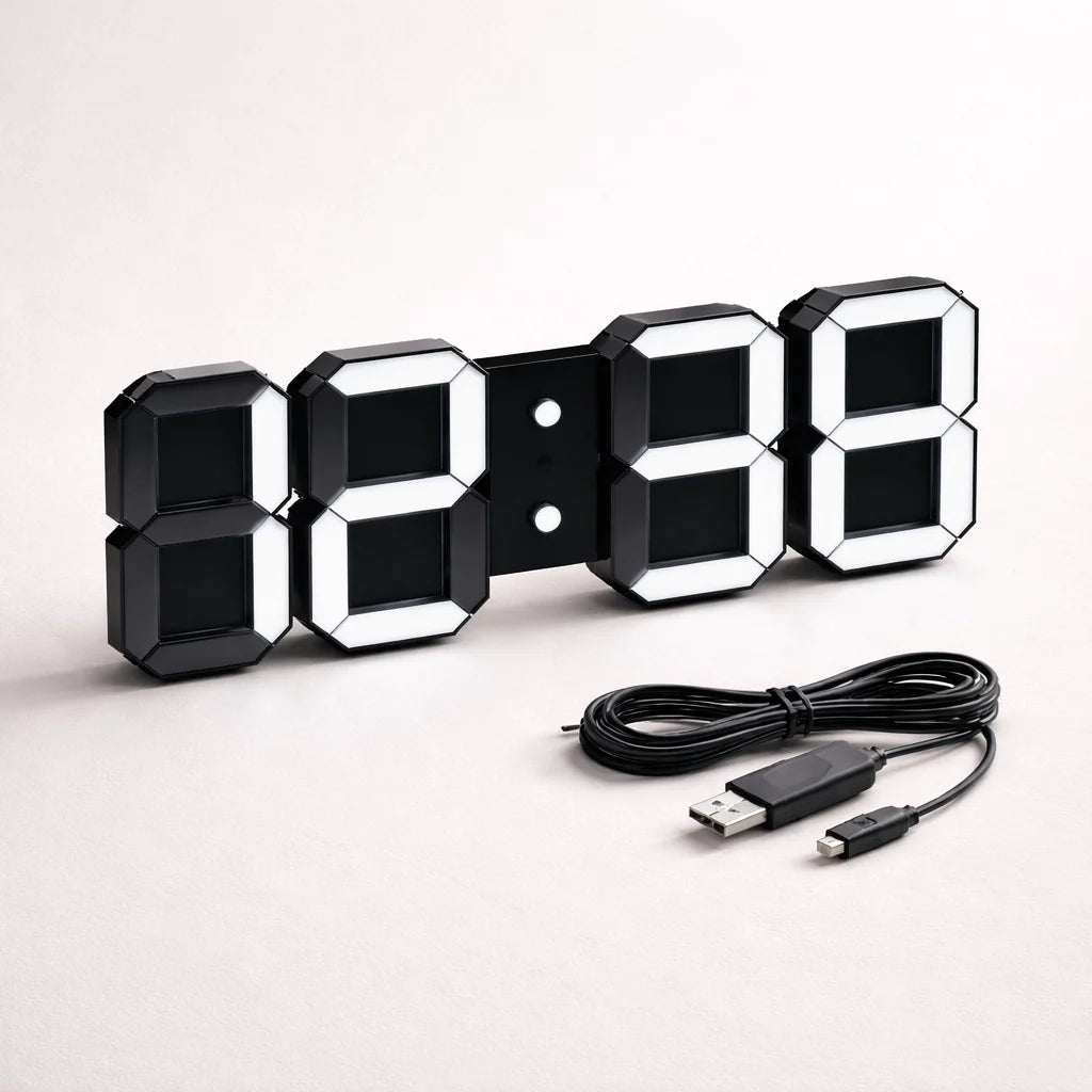 Digital Wall Clock | 3D LED Digits & Dimmable Night Mode | Wall Or Desk