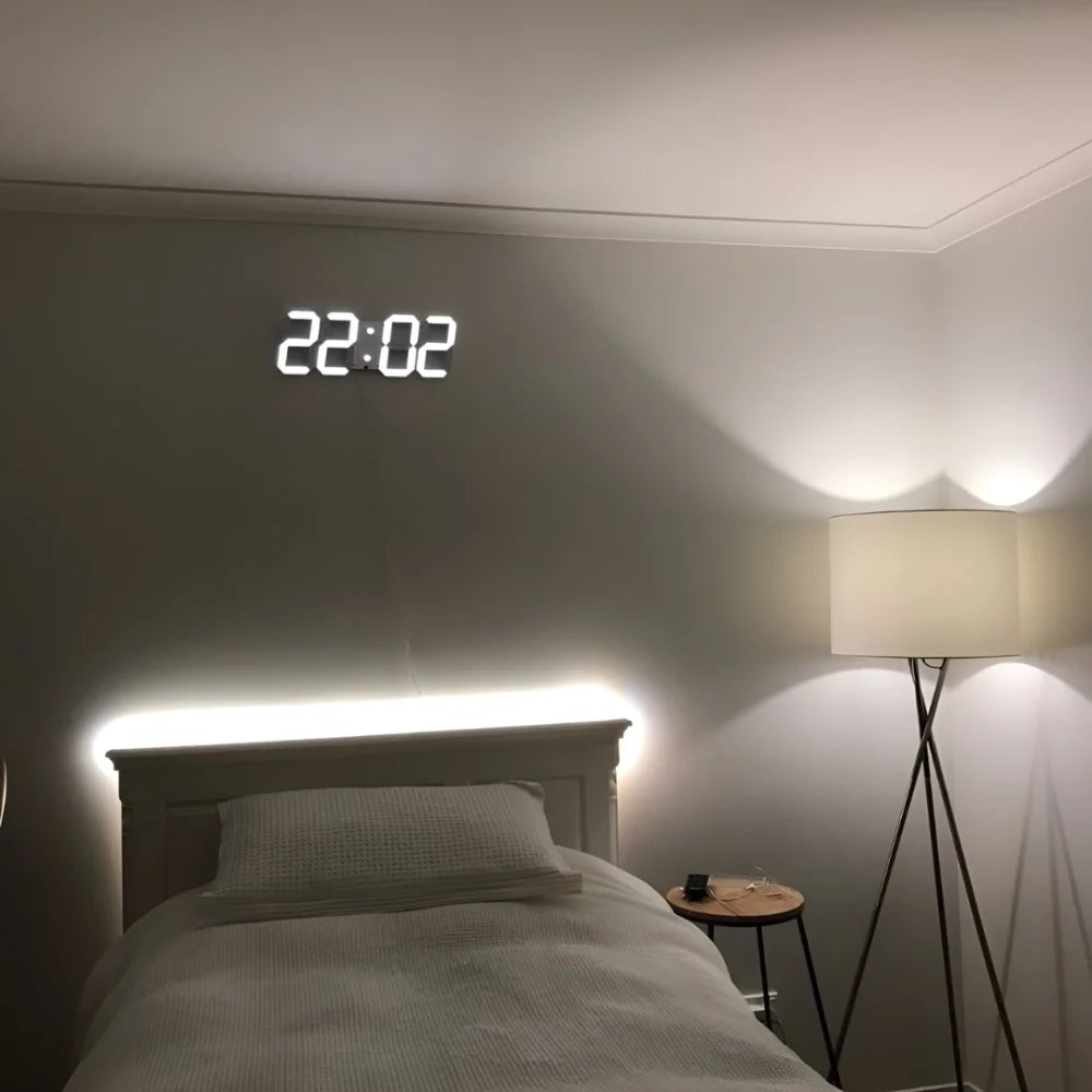 Digital Wall Clock | 3D LED Digits & Dimmable Night Mode | Wall Or Desk