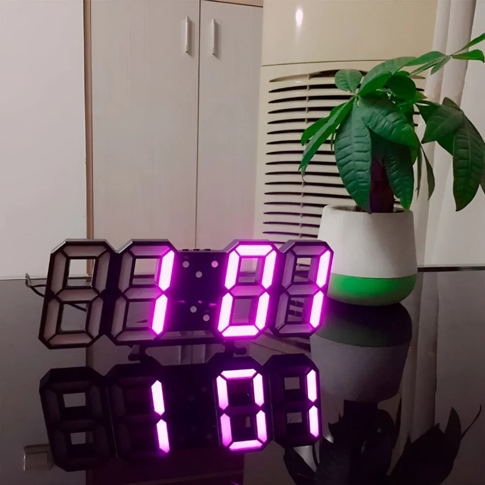 Digital Wall Clock | 3D LED Digits & Dimmable Night Mode | Wall Or Desk