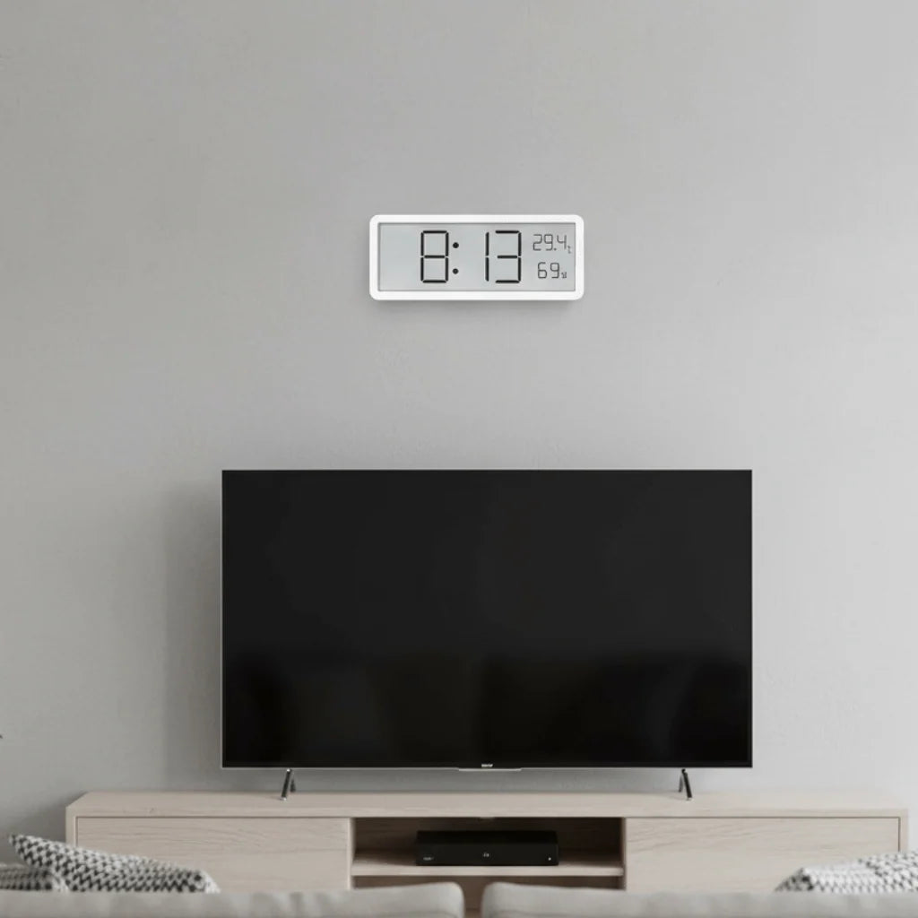 Digital Wall Clock | Large LED Time & Climate Display | Battery Powered