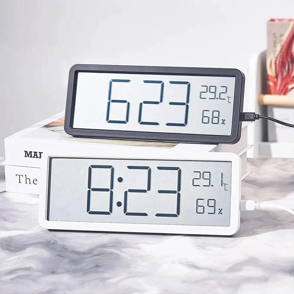 Digital Wall Clock | Large LED Time & Climate Display | Battery Powered