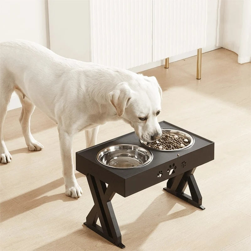 Dog Bowl Stand | Height-Adjustable & Spill-Resistant | Dual Stainless Steel Bowls