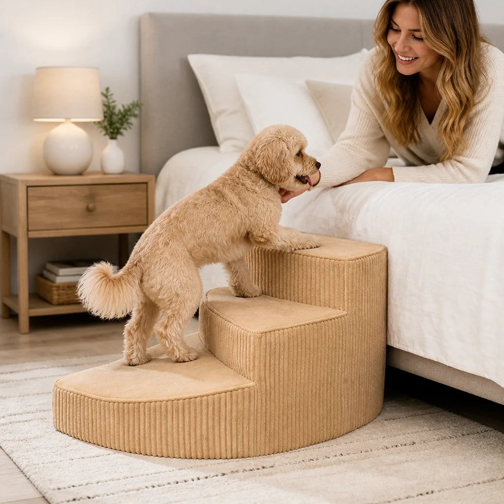 Dog Stairs | Orthopedic Foam & Non-Slip Corduroy | For Small & Medium Dogs