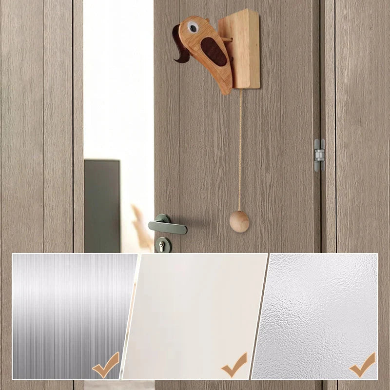 Door Knocker | Animated Woodpecker & Wooden Finish