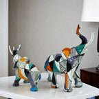 Elephant Figurine | Colorful Hand-Painted Geometric Design & Resin