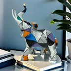 Elephant Figurine | Colorful Hand-Painted Geometric Design & Resin