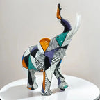 Elephant Figurine | Colorful Hand-Painted Geometric Design & Resin