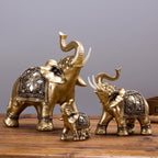 Elephant Figurine | Gold Resin & Textured Surface | 3 Sizes