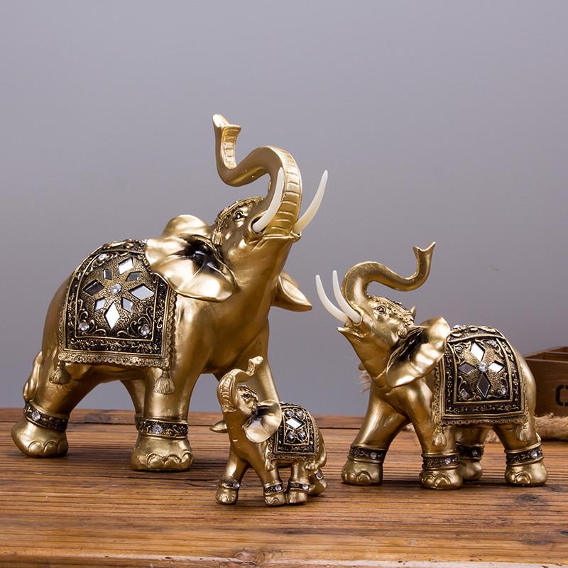 Elephant Figurine | Gold Resin & Textured Surface | 3 Sizes