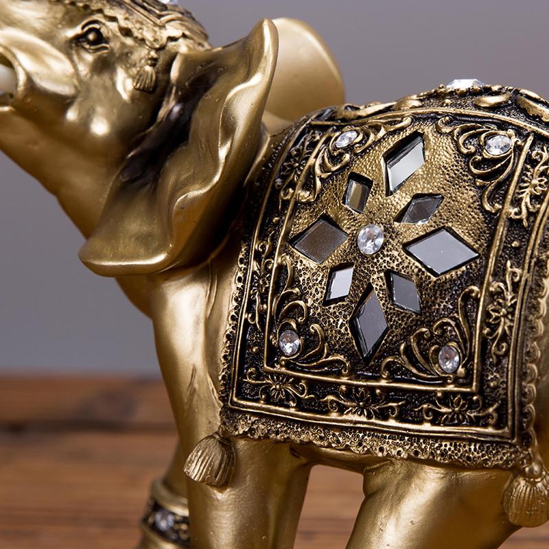 Elephant Figurine | Gold Resin & Textured Surface | 3 Sizes