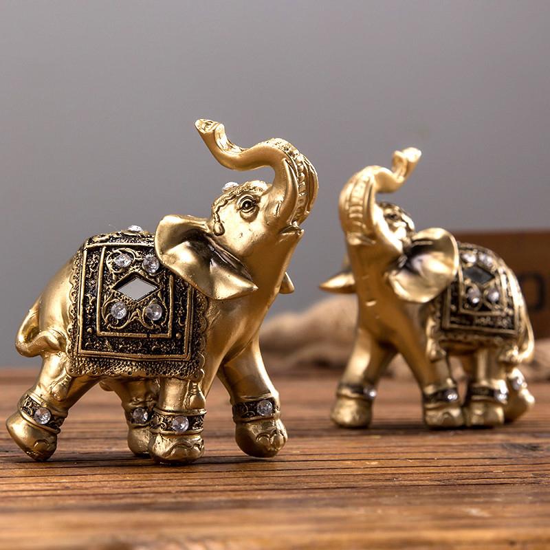 Elephant Figurine | Gold Resin & Textured Surface | 3 Sizes