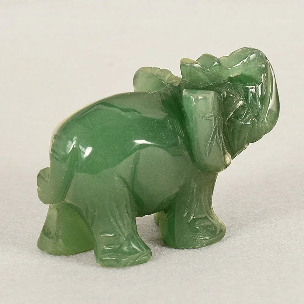 Elephant Figurine | Green Aventurine Jade & Feng Shui | Home & Office Decor