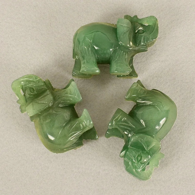 Elephant Figurine | Green Aventurine Jade & Feng Shui | Home & Office Decor