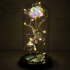 Eternal Rose | 24K Gold Leaf & Warm LED | In Glass Bell Jar