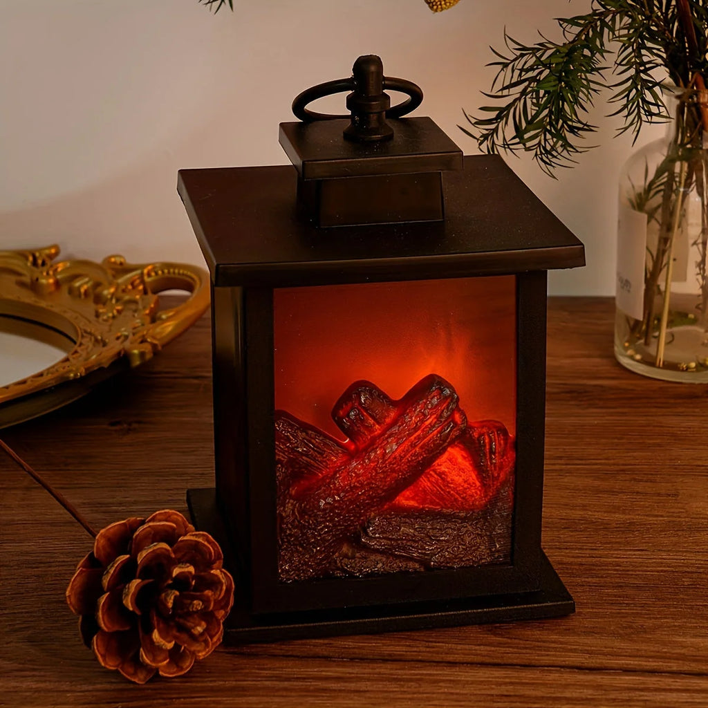 Fireplace Lantern | Realistic LED Flame & USB/Battery Power