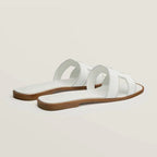 Flat Sandals | Genuine Leather, Cut-Out Design & Cushioned Footbed