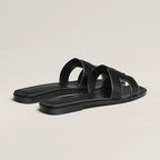 Flat Sandals | Genuine Leather, Cut-Out Design & Cushioned Footbed