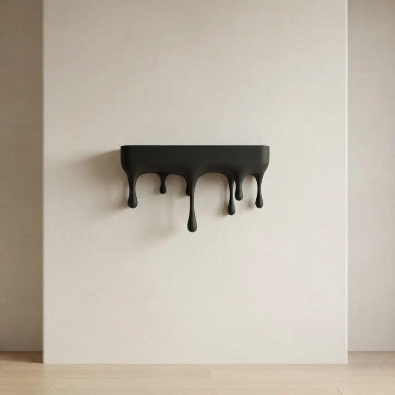 Floating Shelf | Matte Black Melting Drip Design & Concealed Mounting