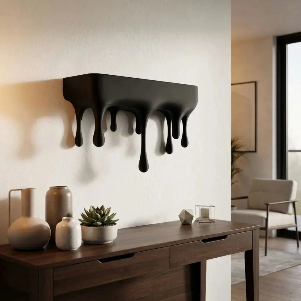 Floating Shelf | Matte Black Melting Drip Design & Concealed Mounting