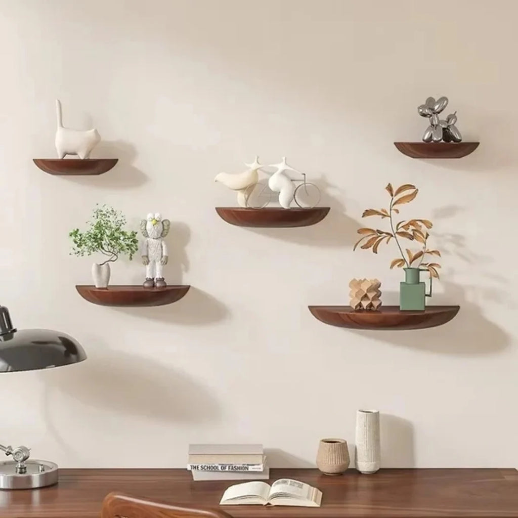 Floating Wall Shelf | Half-Round Natural Wood