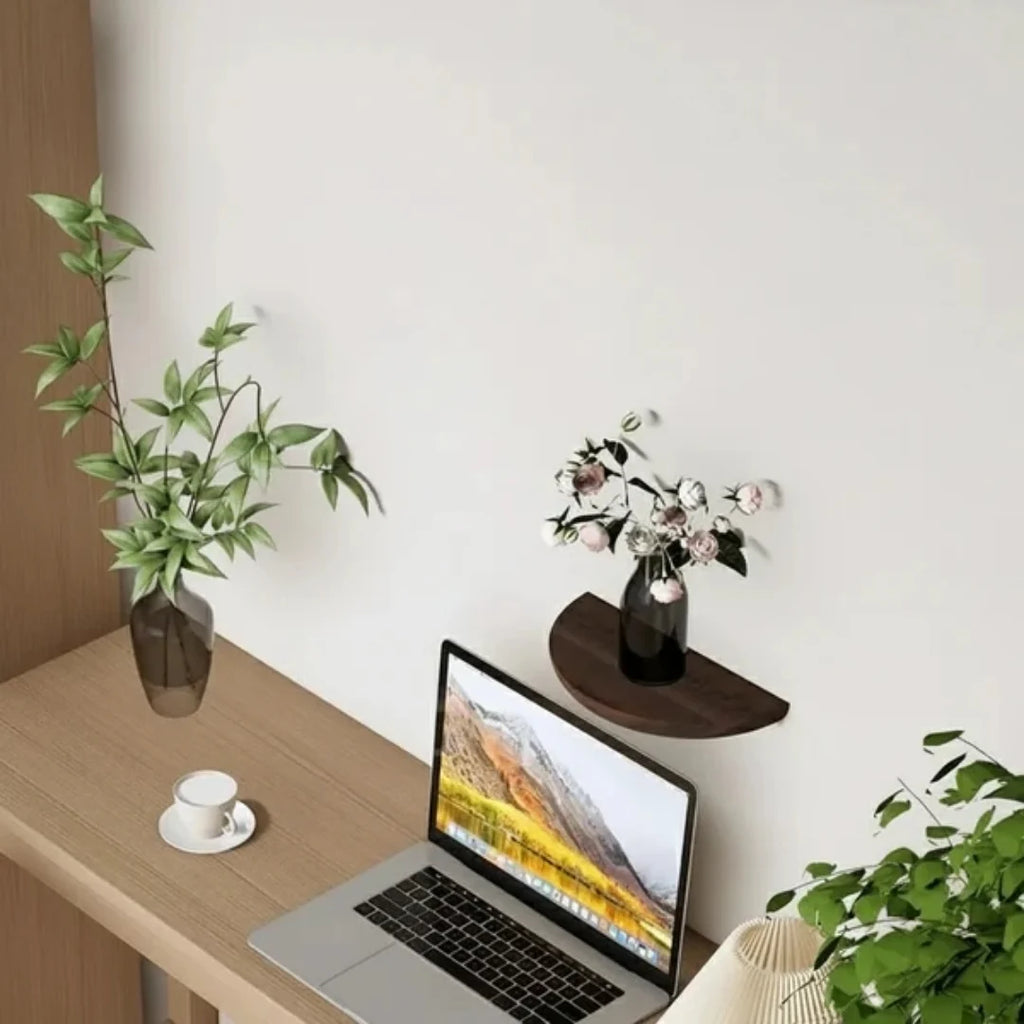 Floating Wall Shelf | Half-Round Natural Wood