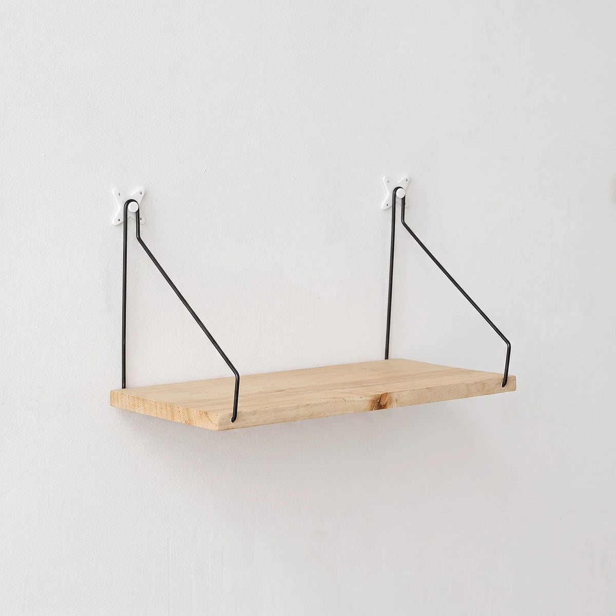 Floating Wall Shelf | Natural Wood & Angled Bracket | Space-Saving